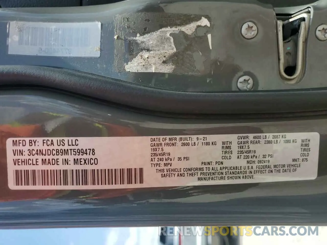 13 fotografías del automóvil dañado 3C4NJDCB9MT599478 JEEP COMPASS 2021