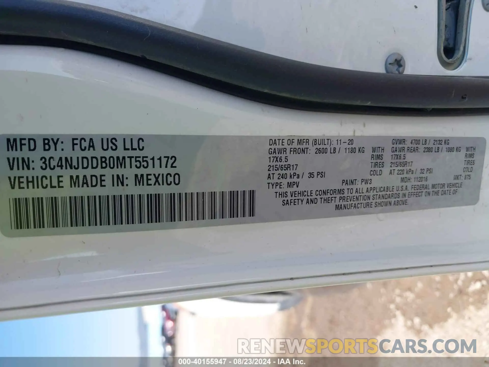 9 fotografías del automóvil dañado 3C4NJDDB0MT551172 JEEP COMPASS 2021