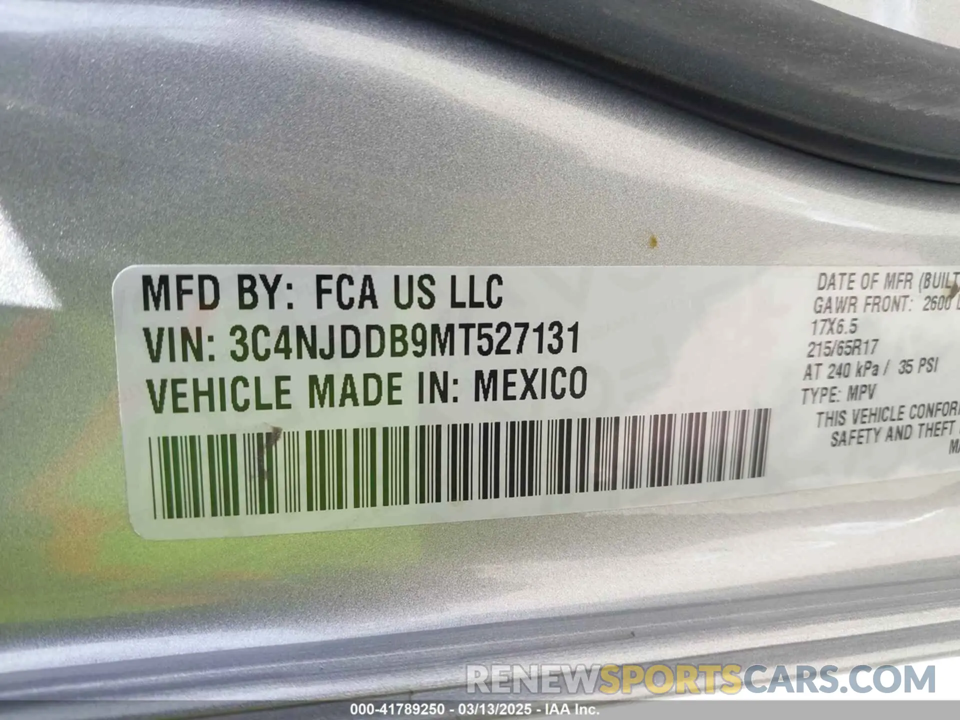 9 fotografías del automóvil dañado 3C4NJDDB9MT527131 JEEP COMPASS 2021