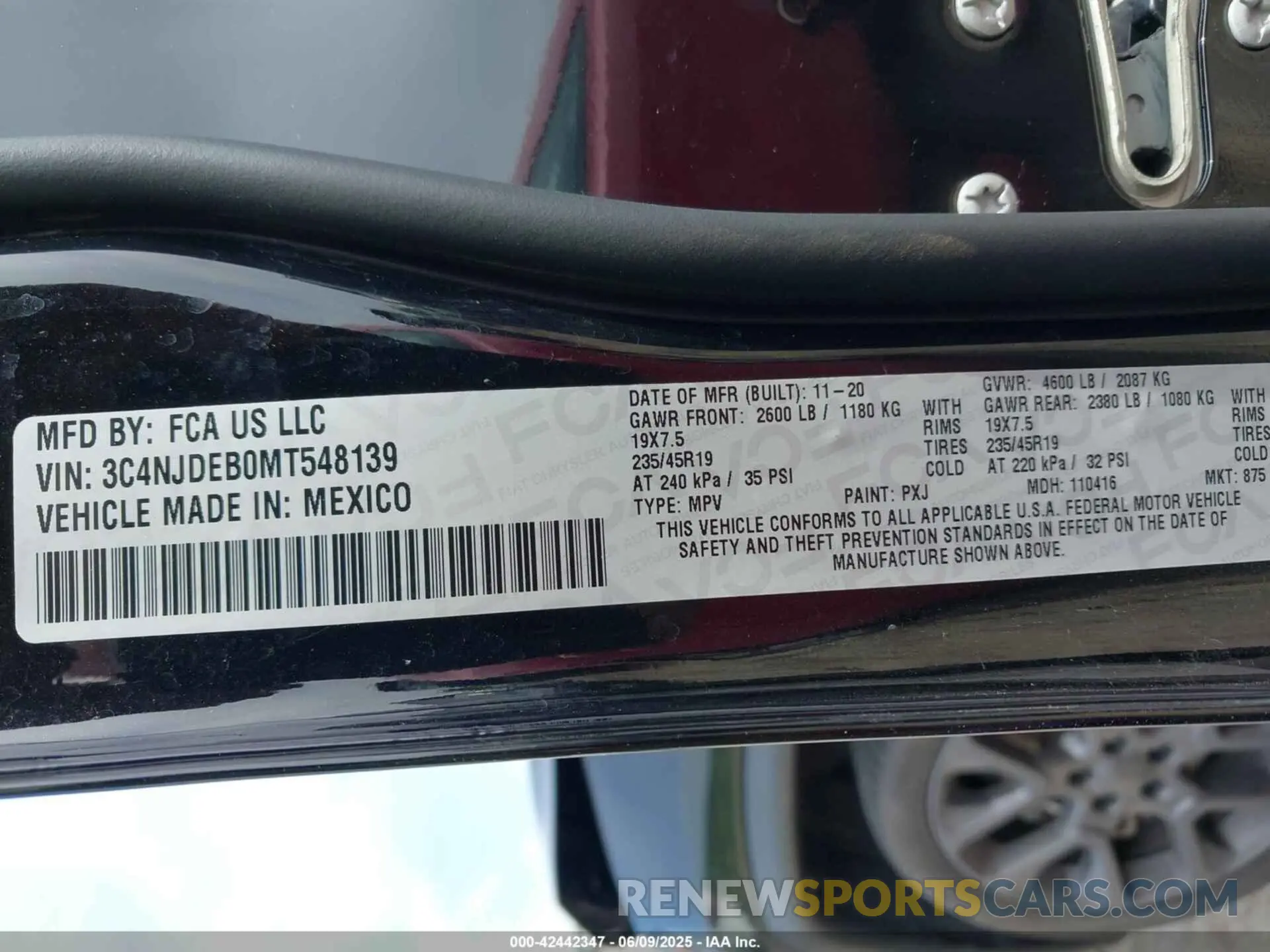 9 fotografías del automóvil dañado 3C4NJDEB0MT548139 JEEP COMPASS 2021