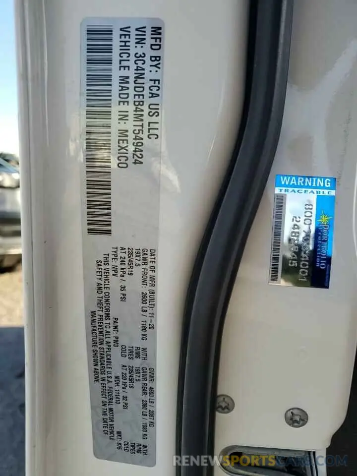 13 fotografías del automóvil dañado 3C4NJDEB4MT549424 JEEP COMPASS 2021