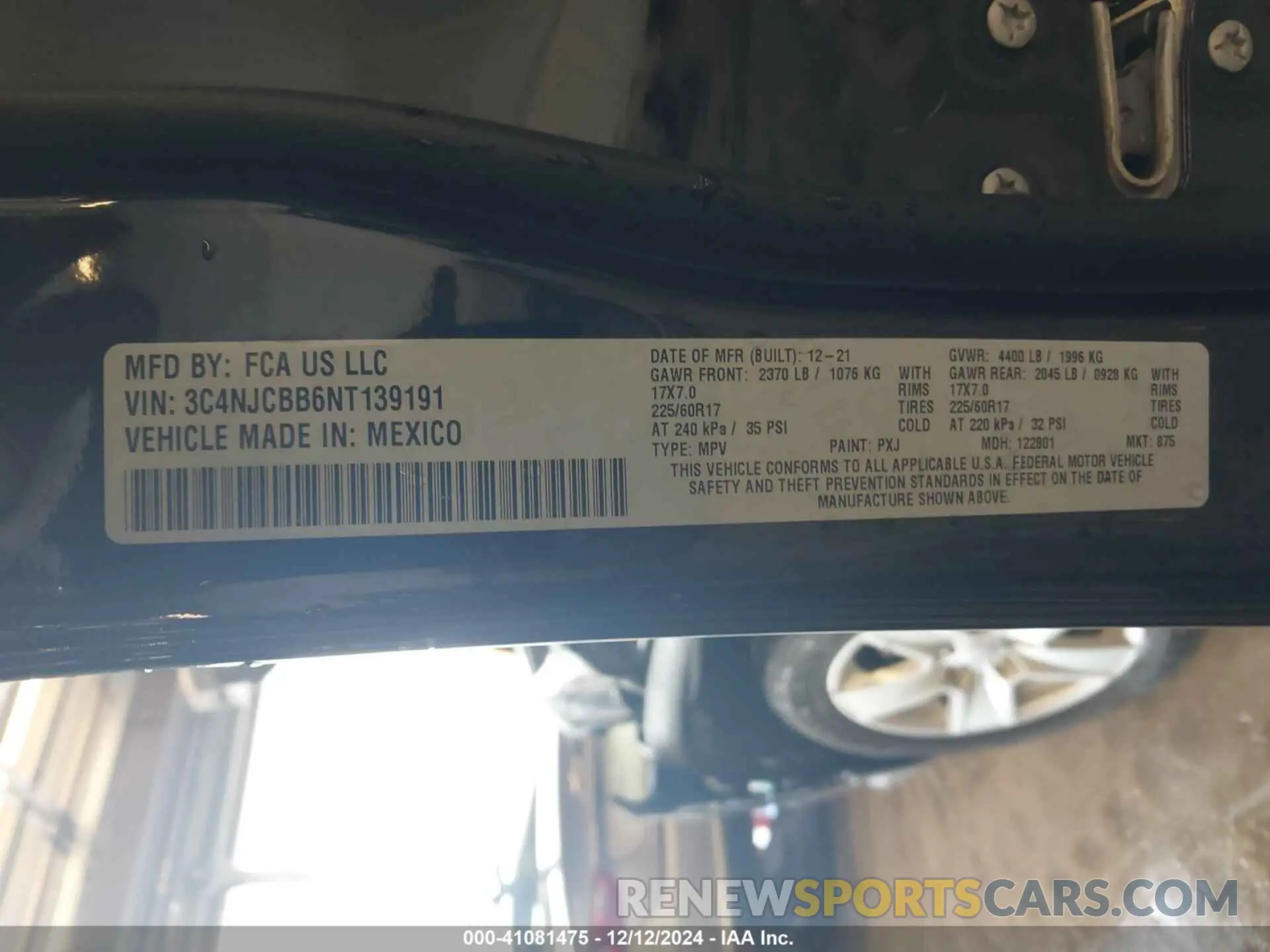 9 fotografías del automóvil dañado 3C4NJCBB6NT139191 JEEP COMPASS 2022
