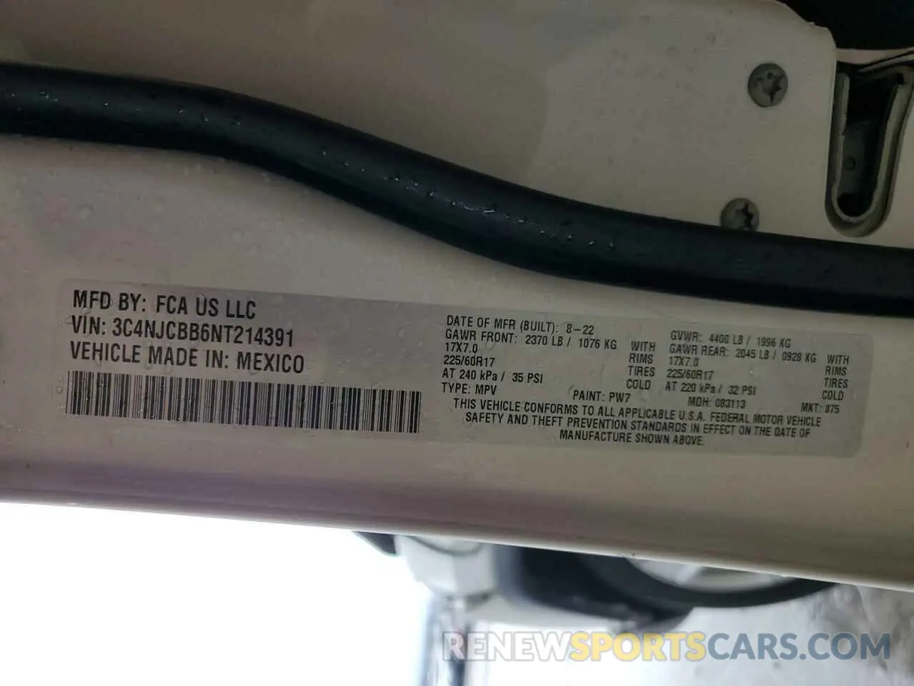 13 fotografías del automóvil dañado 3C4NJCBB6NT214391 JEEP COMPASS 2022