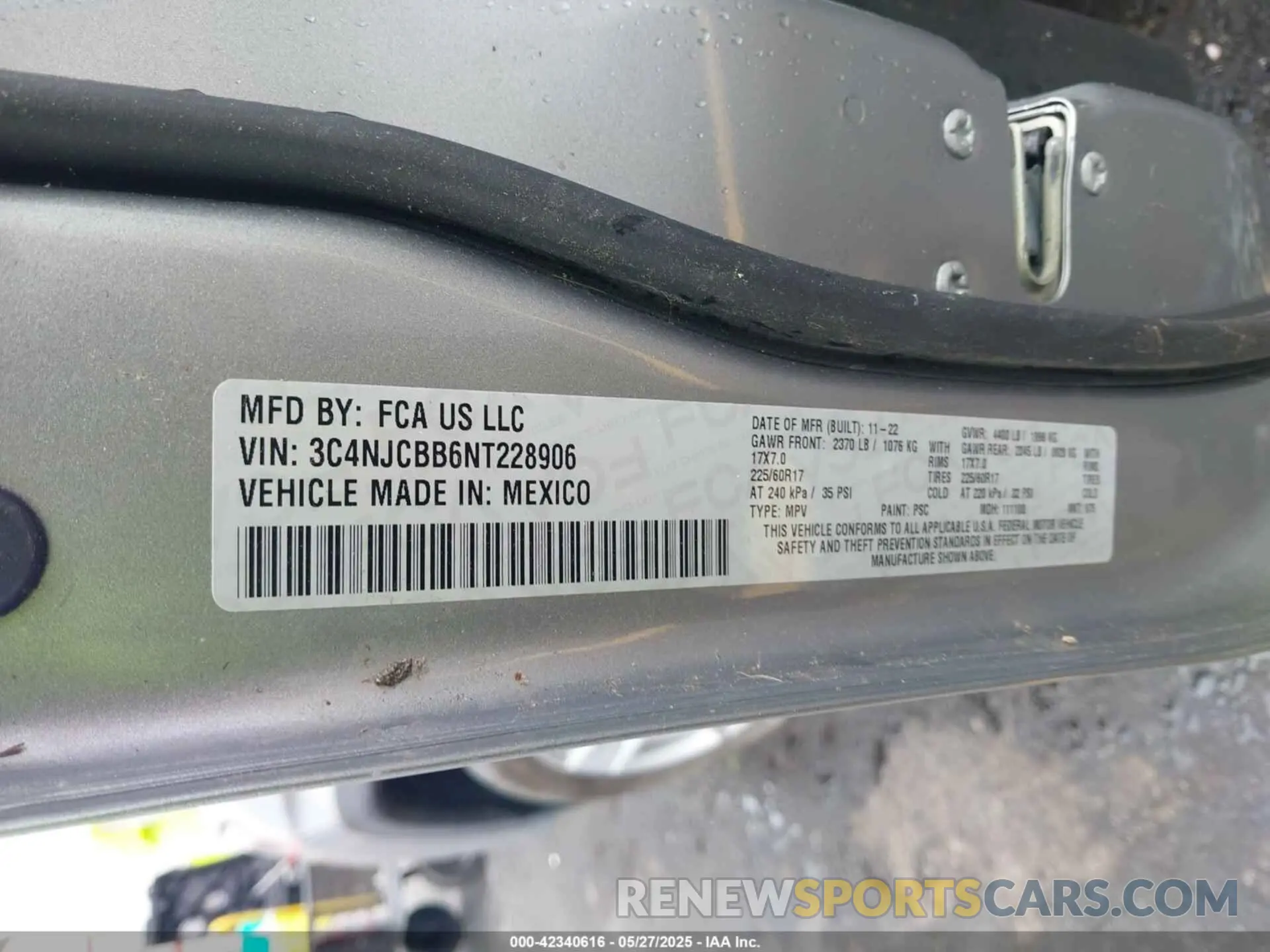 9 fotografías del automóvil dañado 3C4NJCBB6NT228906 JEEP COMPASS 2022