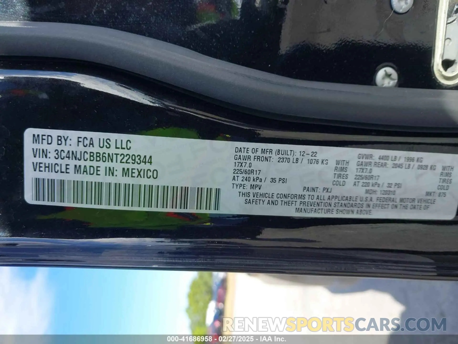 9 fotografías del automóvil dañado 3C4NJCBB6NT229344 JEEP COMPASS 2022
