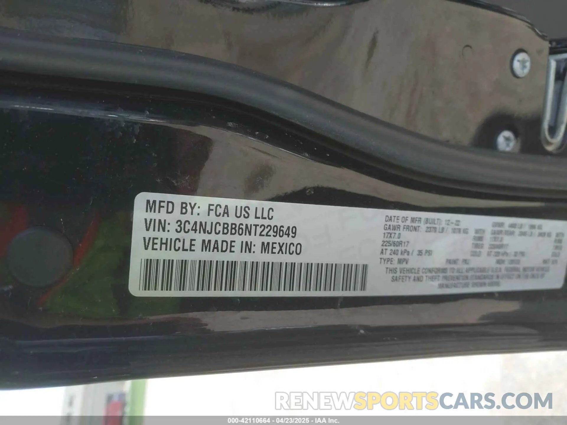 9 fotografías del automóvil dañado 3C4NJCBB6NT229649 JEEP COMPASS 2022