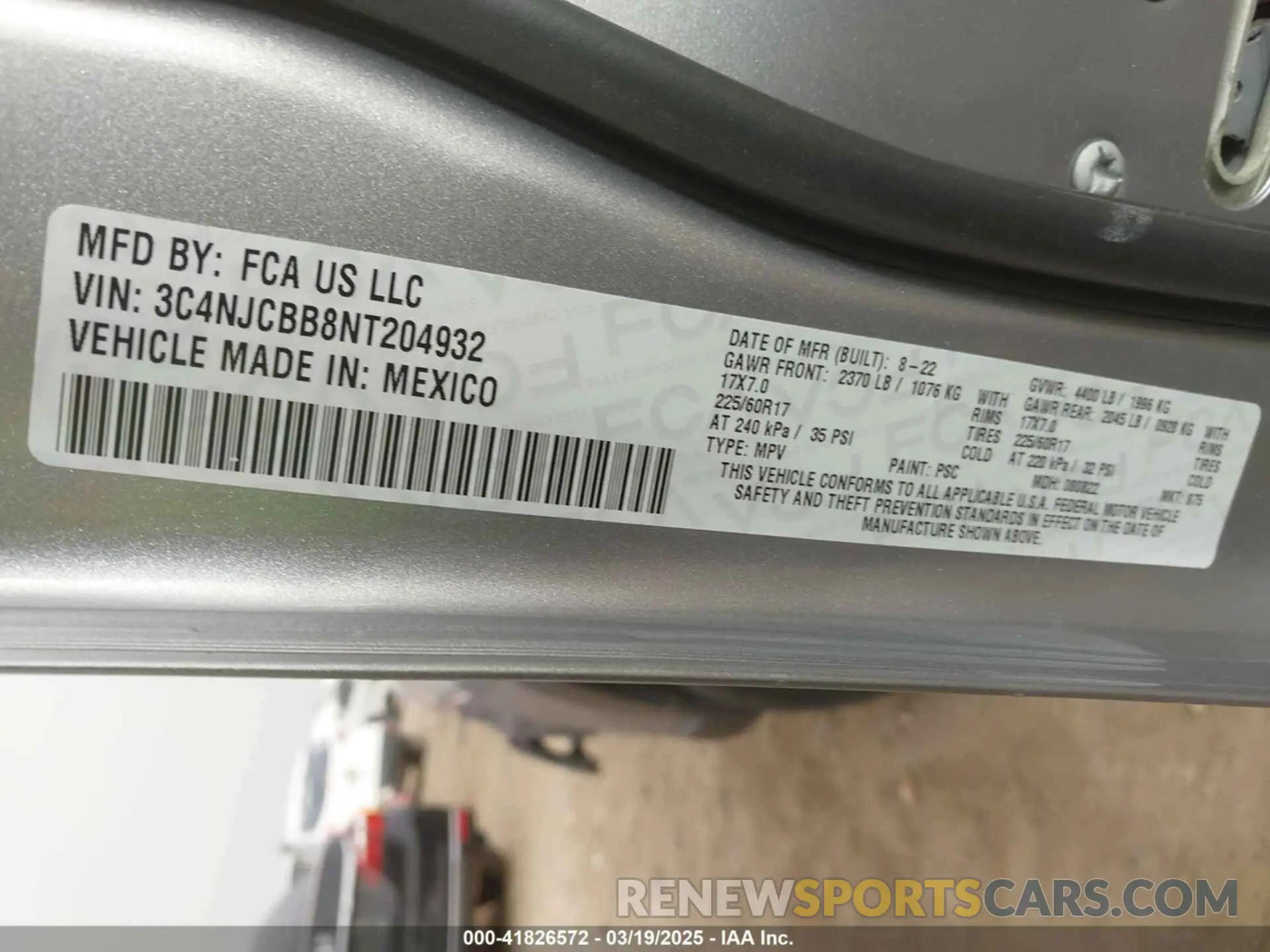 9 fotografías del automóvil dañado 3C4NJCBB8NT204932 JEEP COMPASS 2022