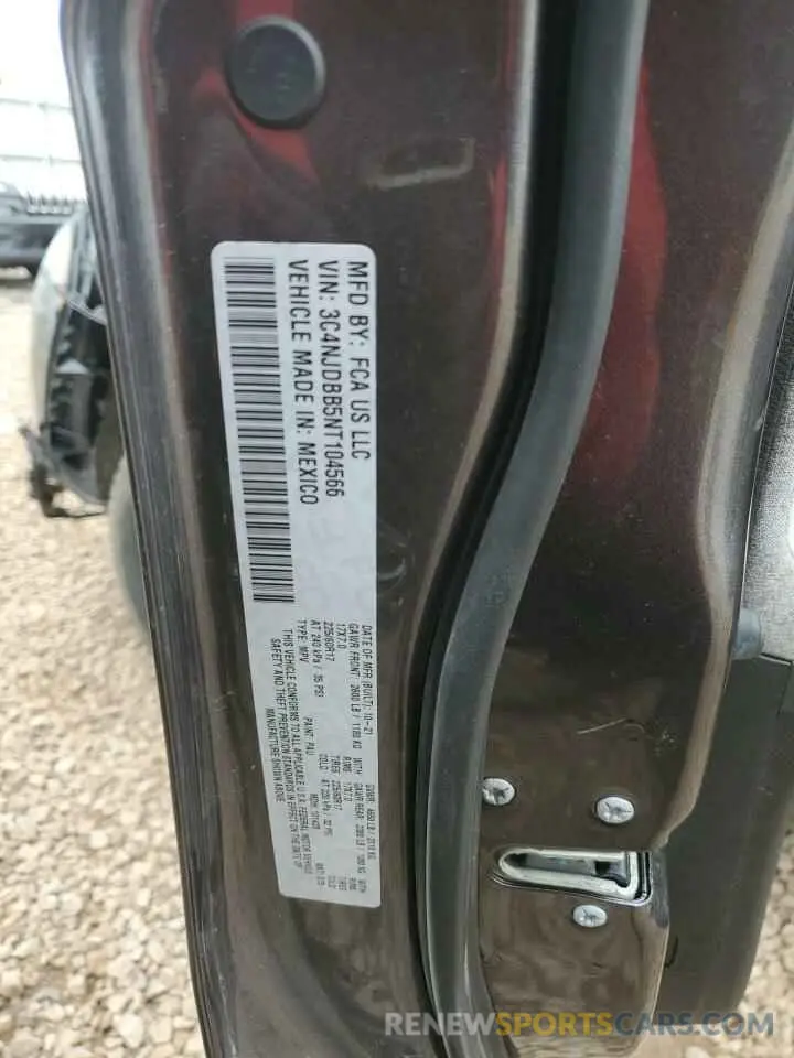 14 fotografías del automóvil dañado 3C4NJDBB5NT104566 JEEP COMPASS 2022