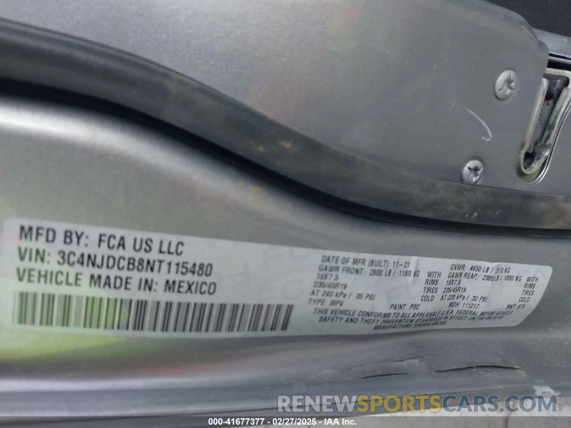 9 fotografías del automóvil dañado 3C4NJDCB8NT115480 JEEP COMPASS 2022