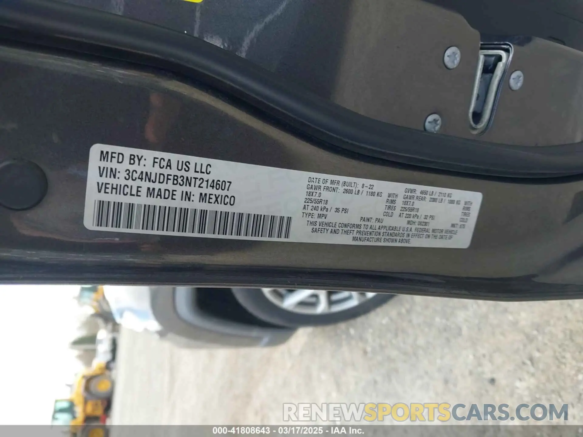 9 fotografías del automóvil dañado 3C4NJDFB3NT214607 JEEP COMPASS 2022