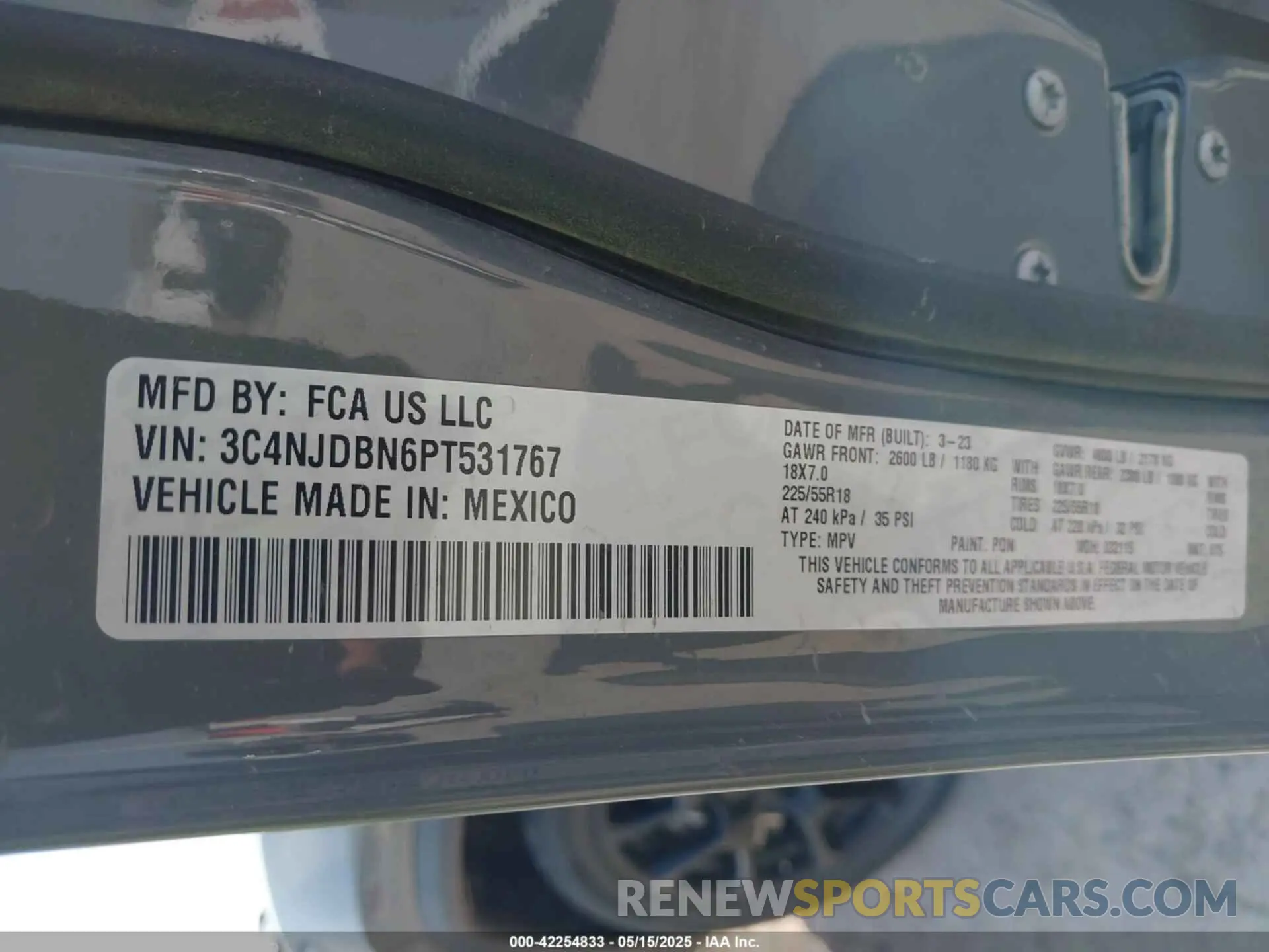 9 fotografías del automóvil dañado 3C4NJDBN6PT531767 JEEP COMPASS 2023