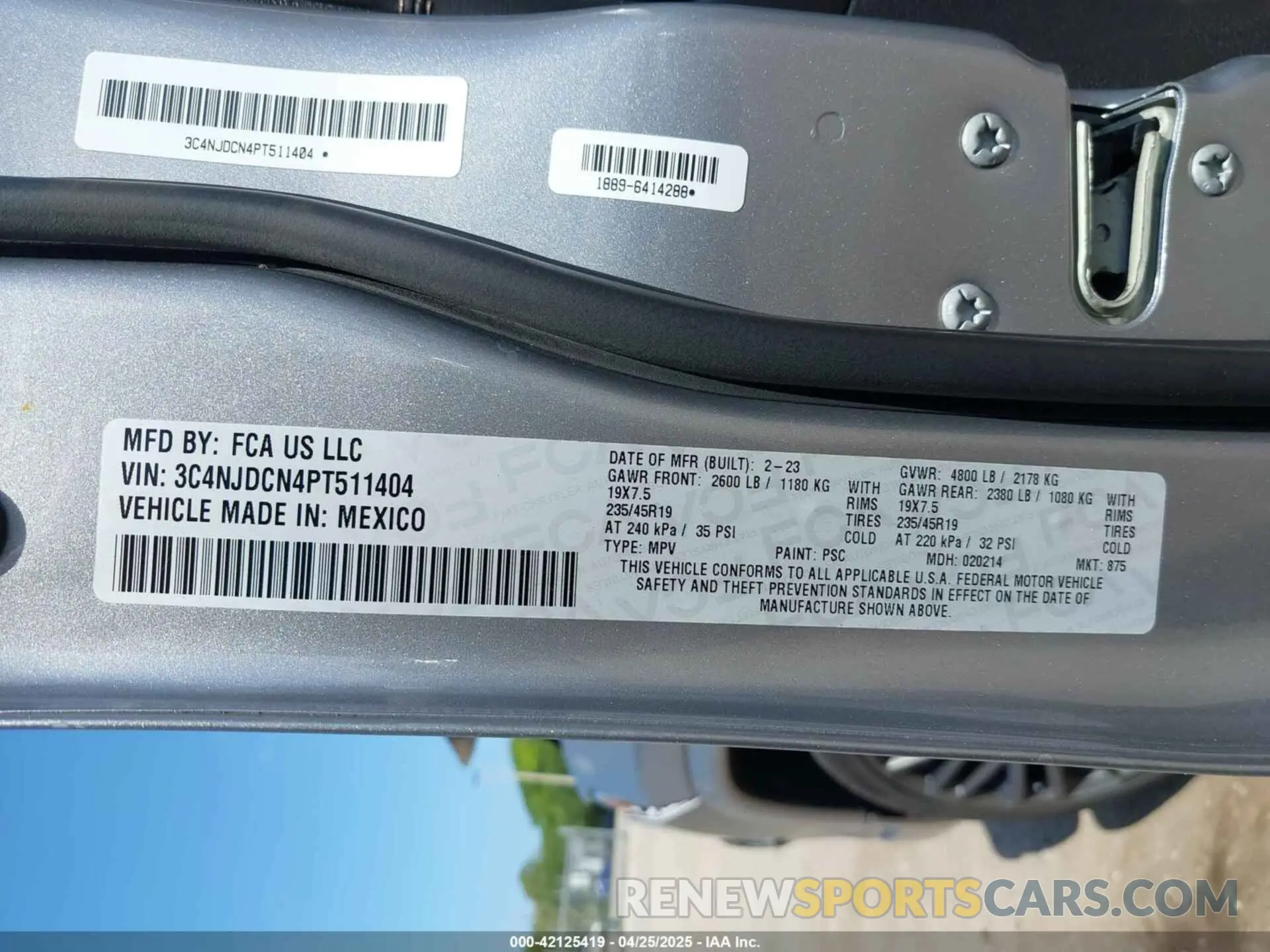 9 fotografías del automóvil dañado 3C4NJDCN4PT511404 JEEP COMPASS 2023