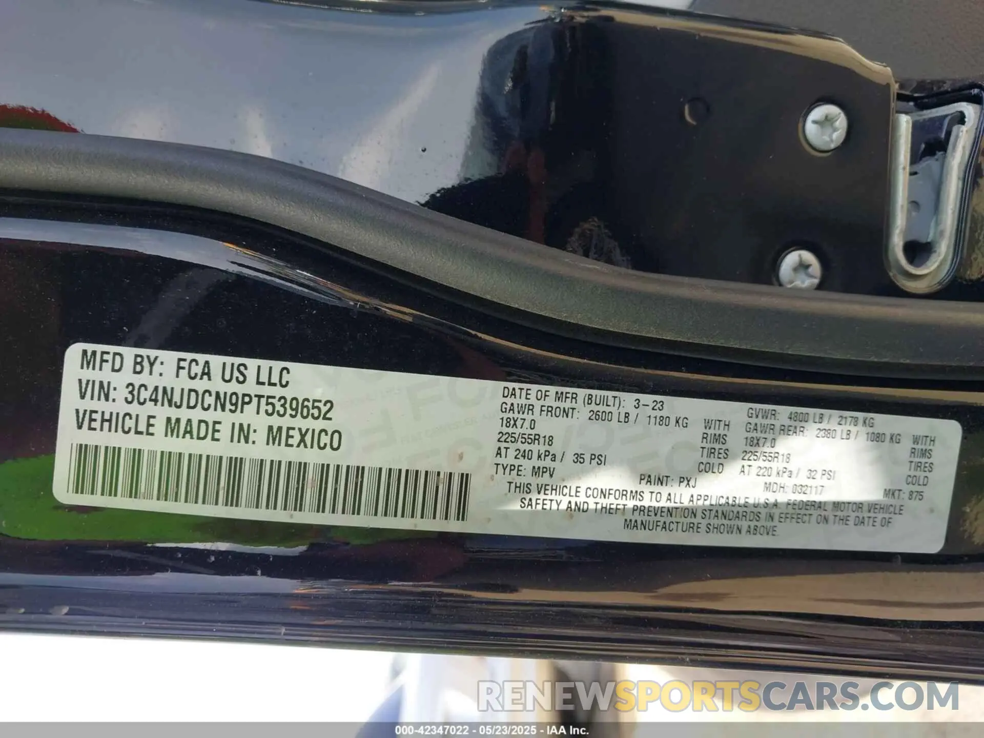 9 fotografías del automóvil dañado 3C4NJDCN9PT539652 JEEP COMPASS 2023
