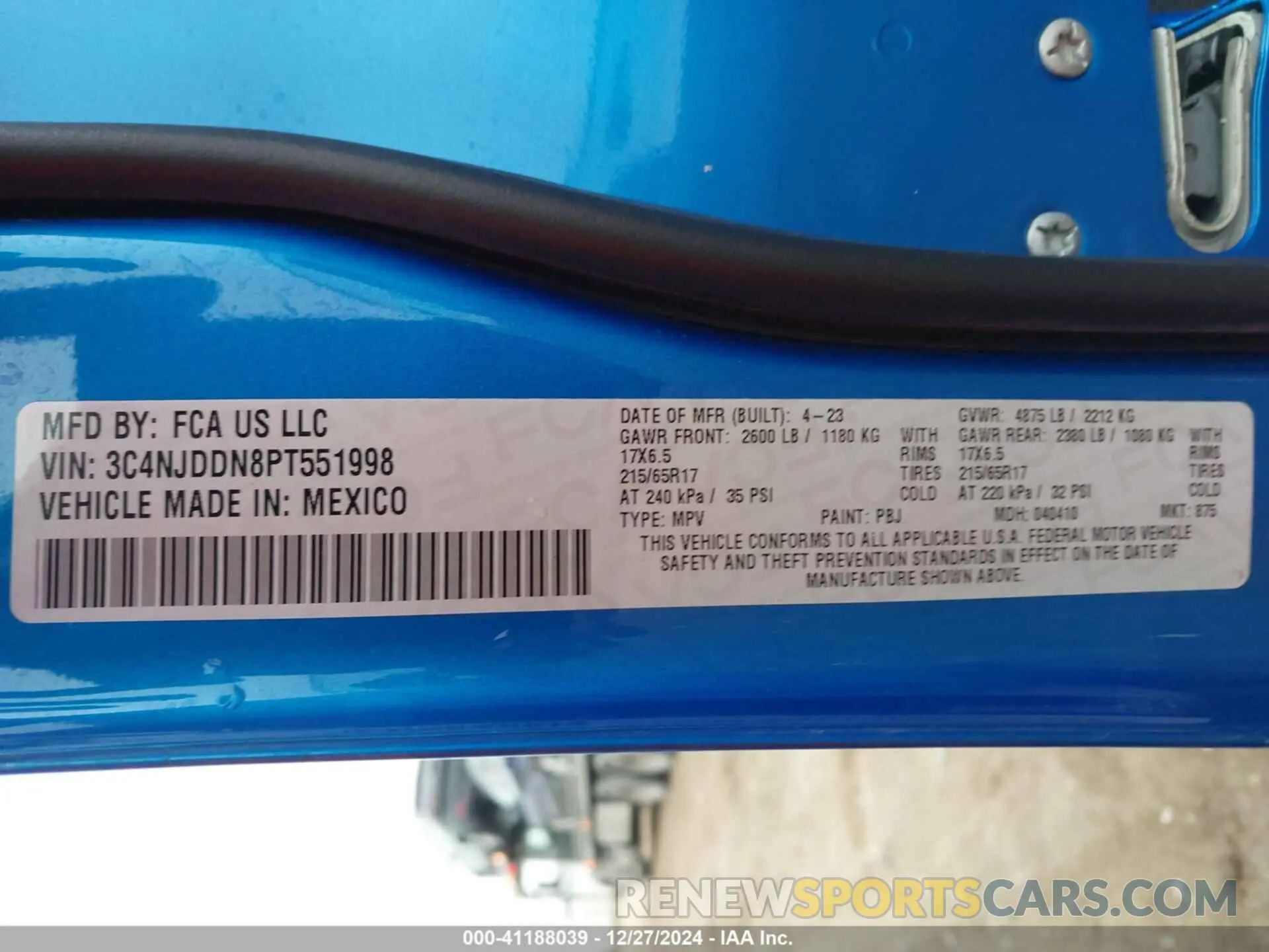 9 fotografías del automóvil dañado 3C4NJDDN8PT551998 JEEP COMPASS 2023