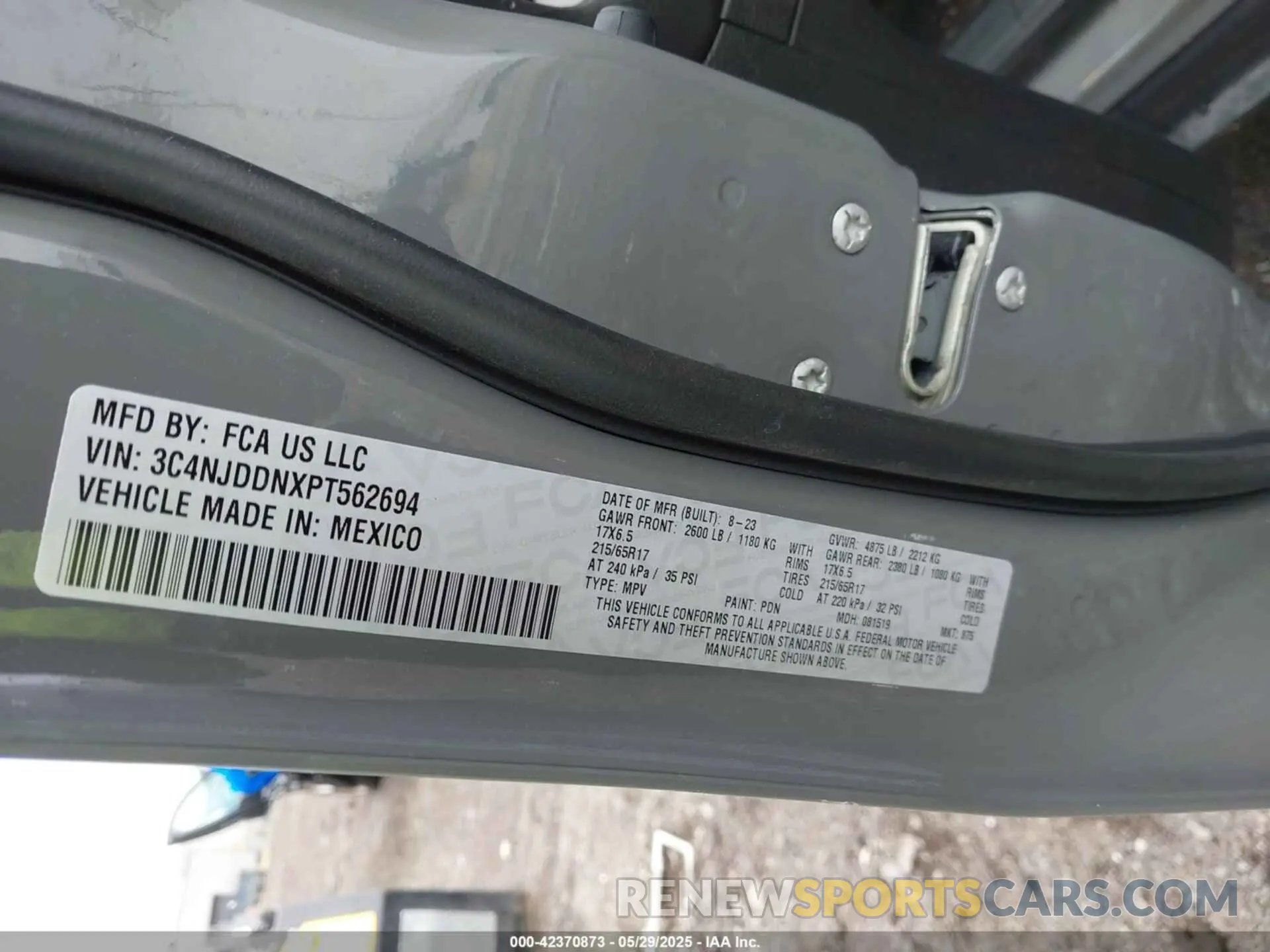 9 fotografías del automóvil dañado 3C4NJDDNXPT562694 JEEP COMPASS 2023