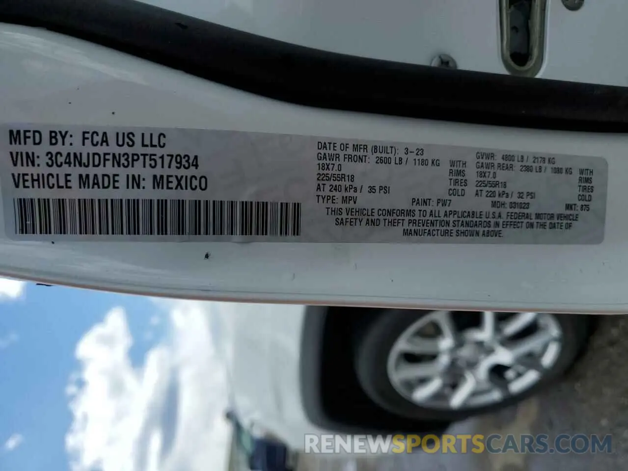 13 fotografías del automóvil dañado 3C4NJDFN3PT517934 JEEP COMPASS 2023