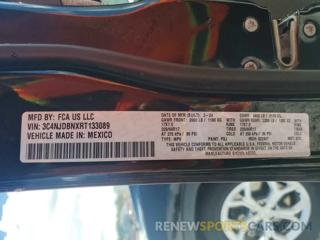14 fotografías del automóvil dañado 3C4NJDBNXRT133089 JEEP COMPASS 2024