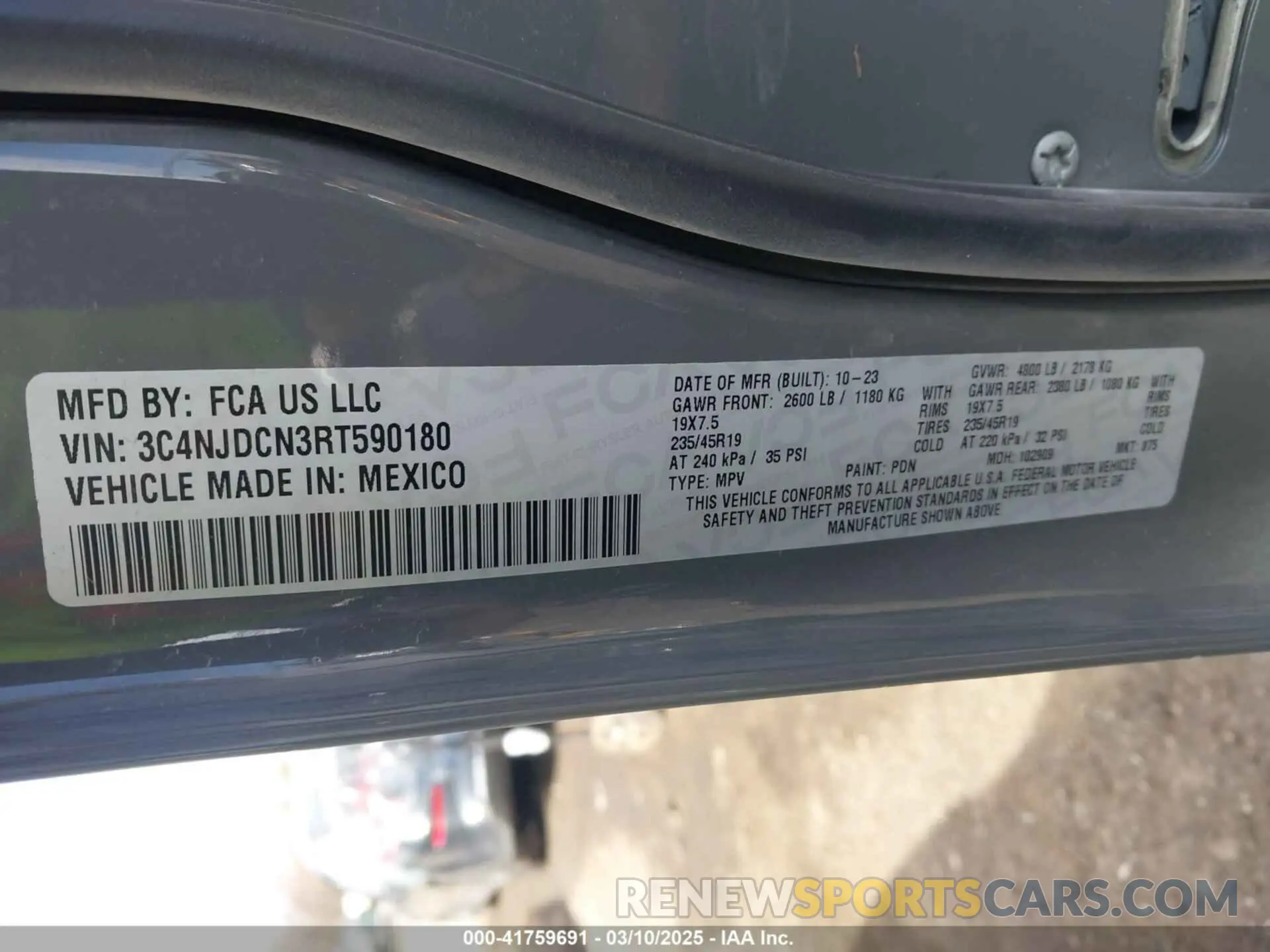 9 fotografías del automóvil dañado 3C4NJDCN3RT590180 JEEP COMPASS 2024