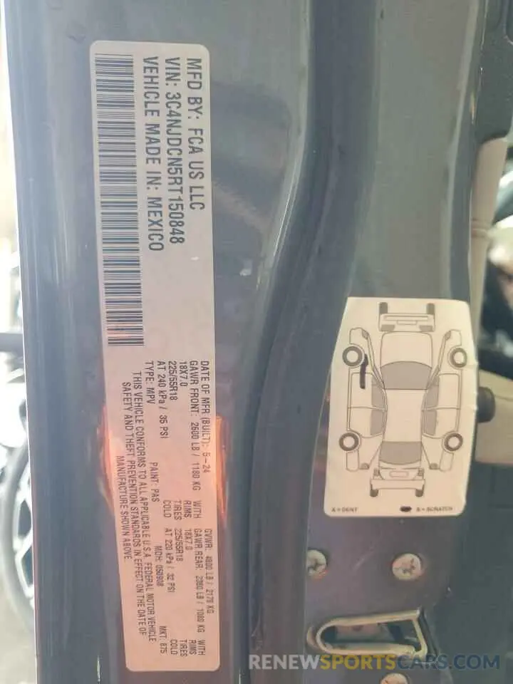 14 fotografías del automóvil dañado 3C4NJDCN5RT150848 JEEP COMPASS 2024