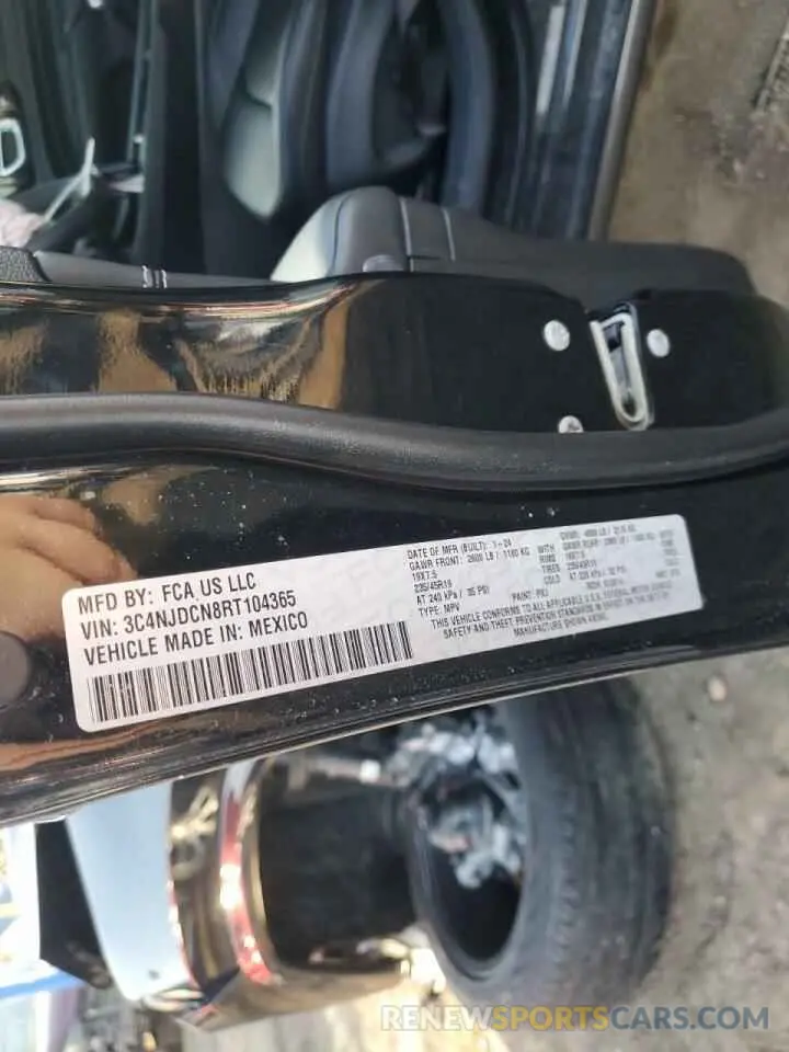 15 fotografías del automóvil dañado 3C4NJDCN8RT104365 JEEP COMPASS 2024
