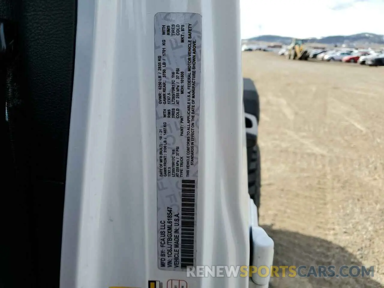 12 fotografías del automóvil dañado 1C6HJTAG6LL177613 JEEP GLADIATOR 2020