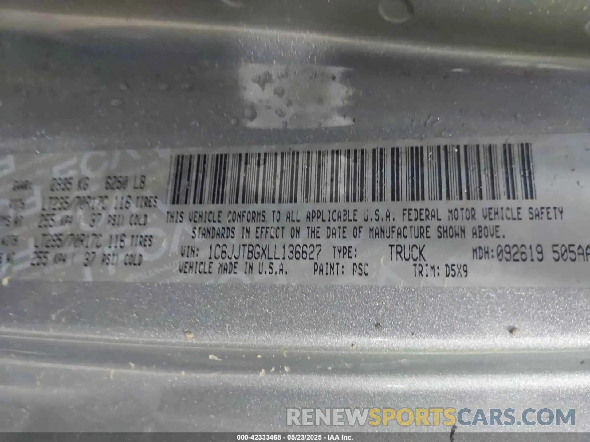 9 fotografías del automóvil dañado 1C6JJTBGXLL136627 JEEP GLADIATOR 2020