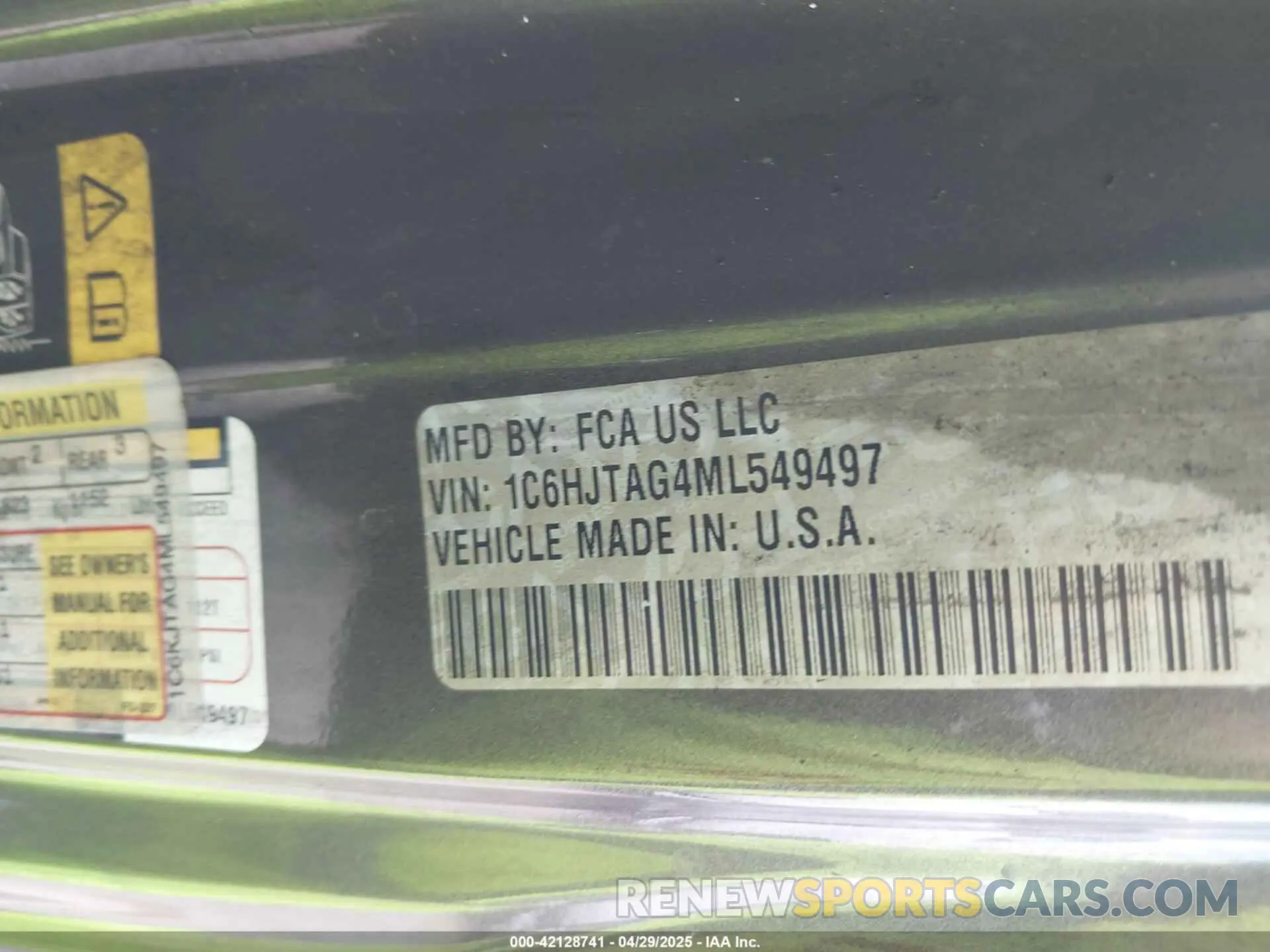 9 fotografías del automóvil dañado 1C6HJTAG4ML549497 JEEP GLADIATOR 2021