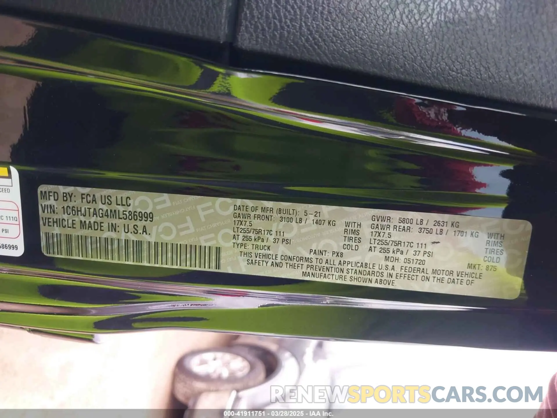 9 fotografías del automóvil dañado 1C6HJTAG4ML586999 JEEP GLADIATOR 2021