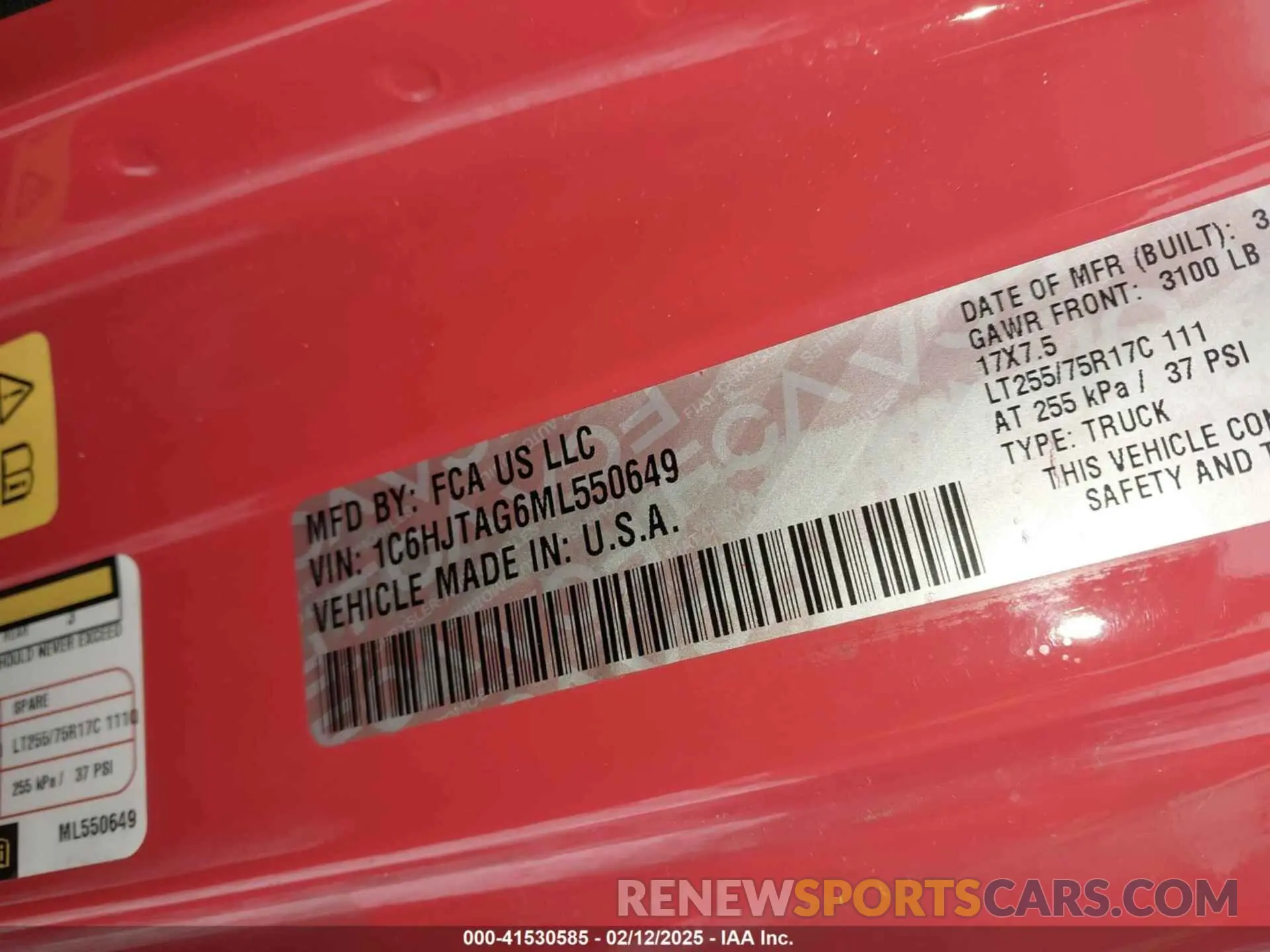 9 fotografías del automóvil dañado 1C6HJTAG6ML550649 JEEP GLADIATOR 2021