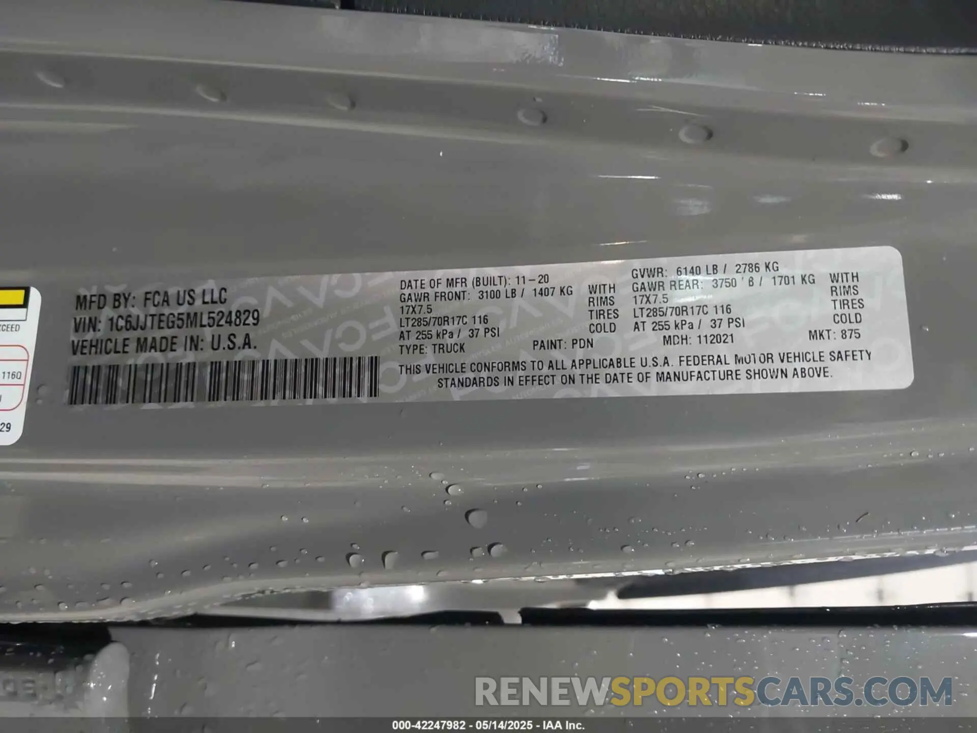 9 fotografías del automóvil dañado 1C6JJTEG5ML524829 JEEP GLADIATOR 2021