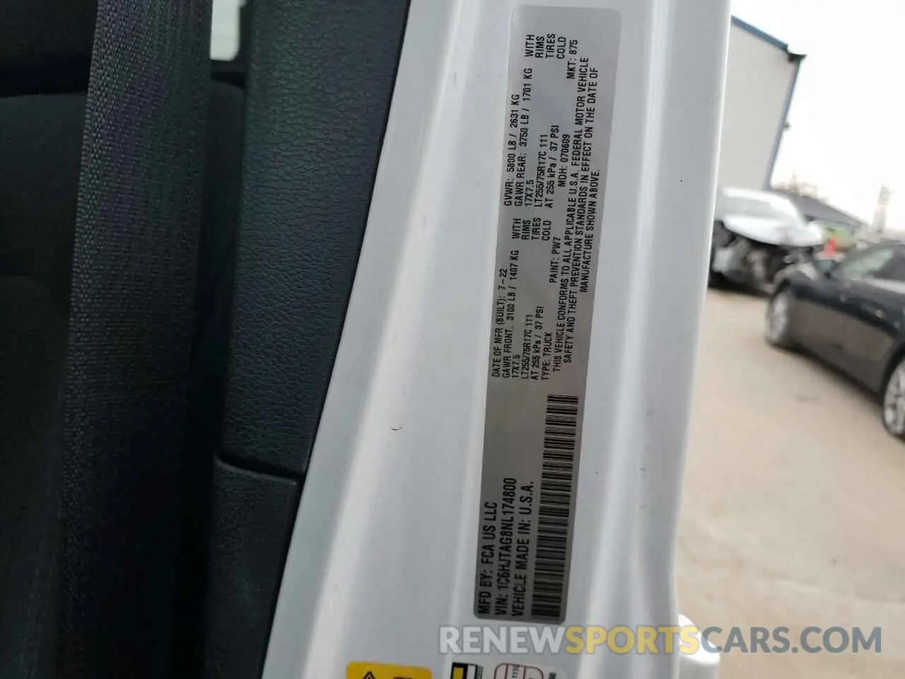 12 fotografías del automóvil dañado 1C6HJTAG8NL174800 JEEP GLADIATOR 2022