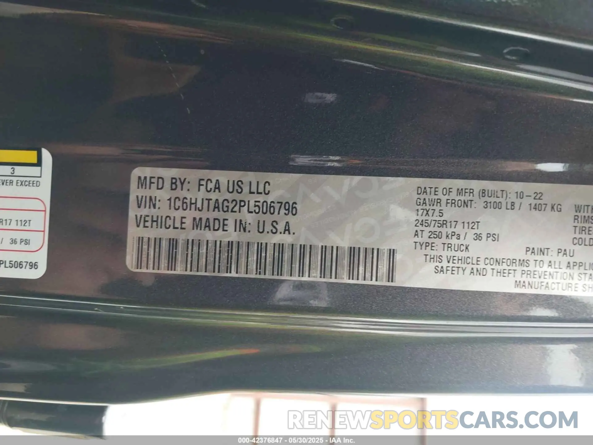 9 fotografías del automóvil dañado 1C6HJTAG2PL506796 JEEP GLADIATOR 2023