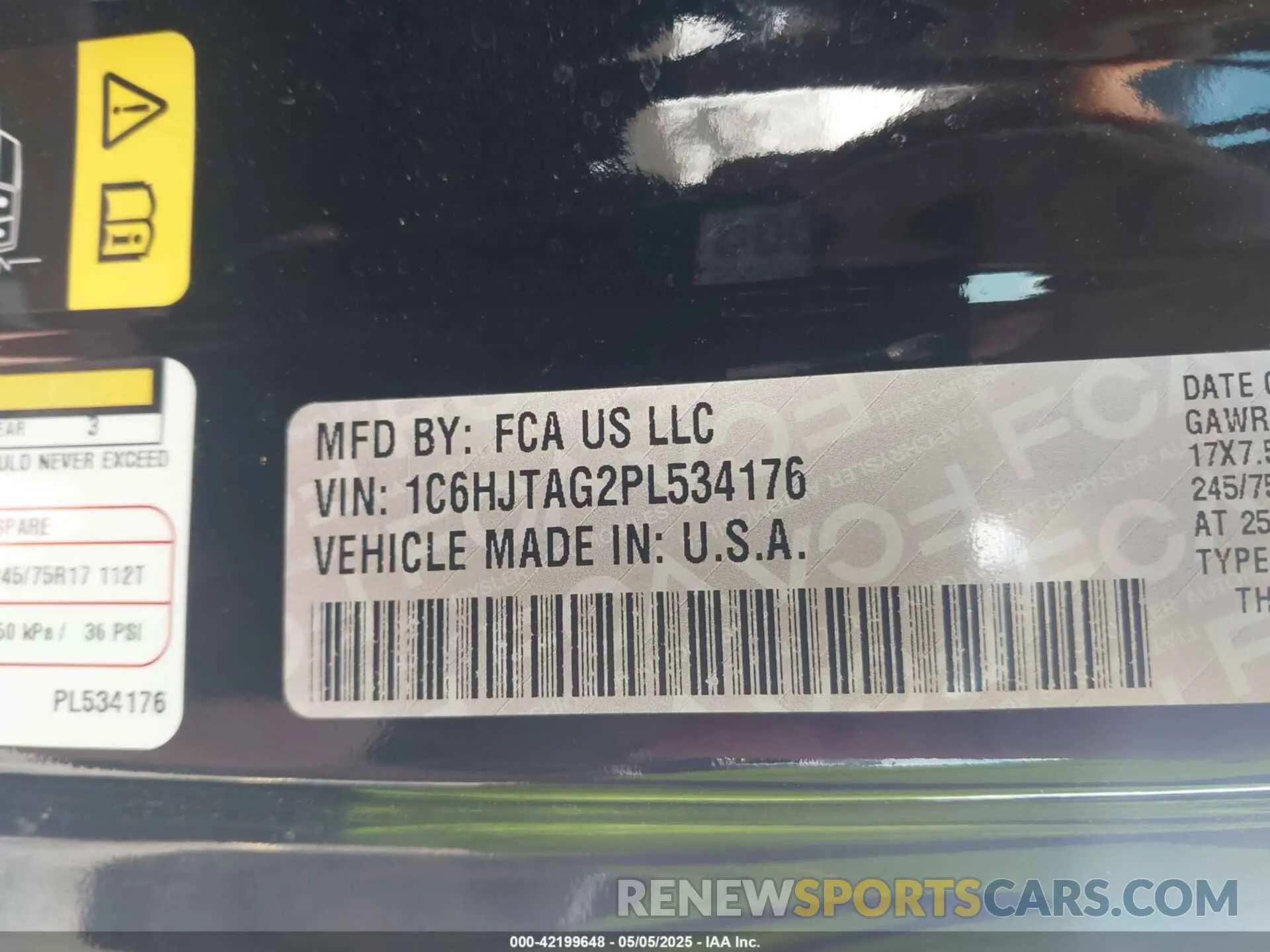 9 fotografías del automóvil dañado 1C6HJTAG2PL534176 JEEP GLADIATOR 2023