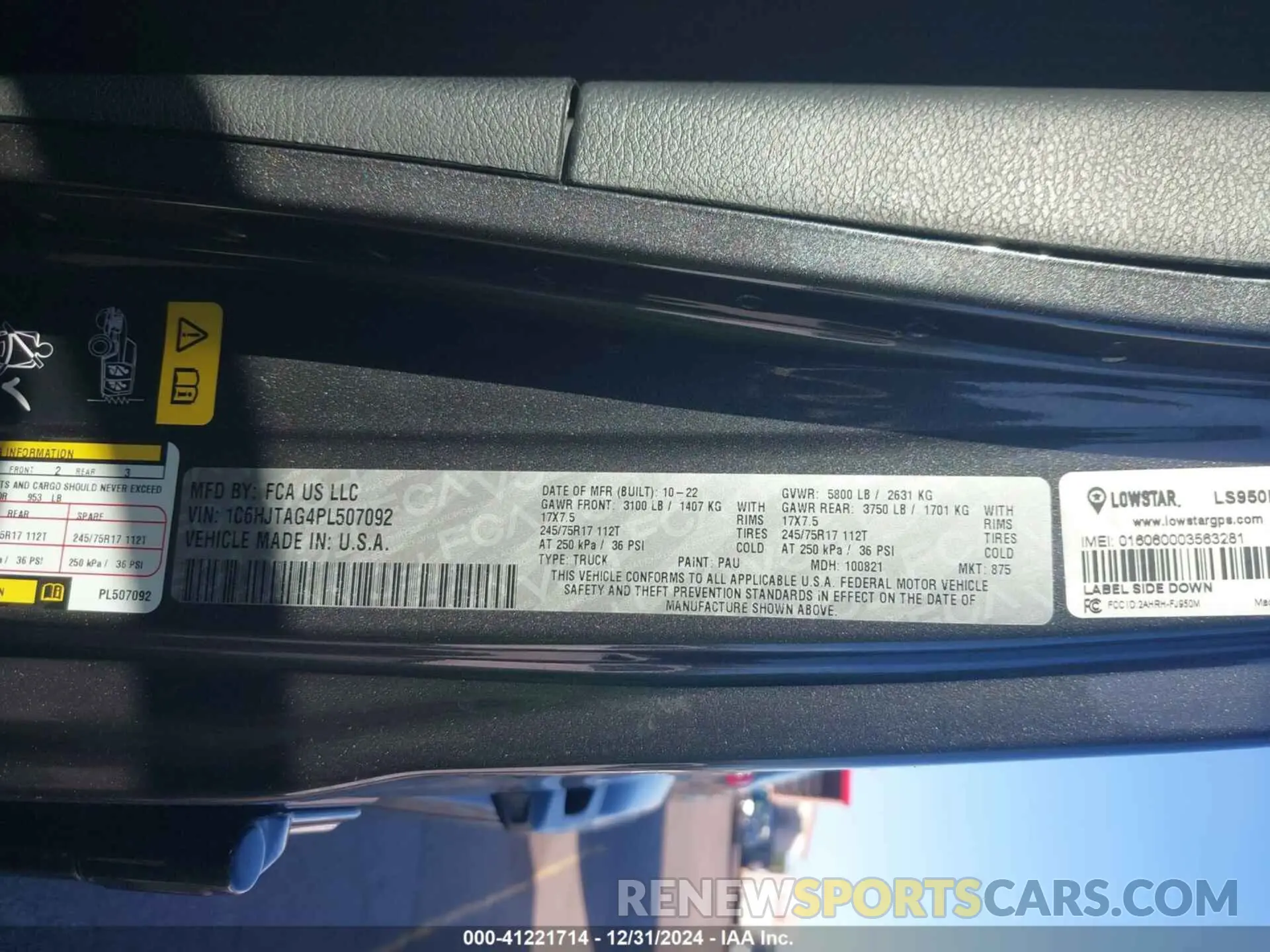 9 fotografías del automóvil dañado 1C6HJTAG4PL507092 JEEP GLADIATOR 2023