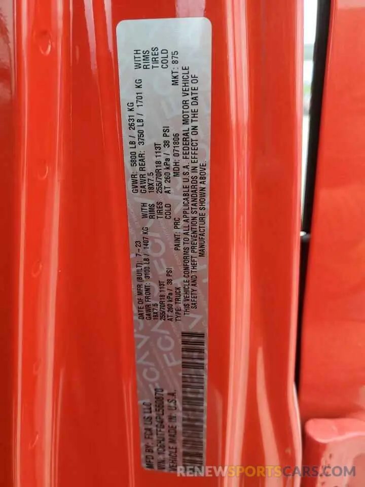 12 fotografías del automóvil dañado 1C6HJTFG4PL560870 JEEP GLADIATOR 2023
