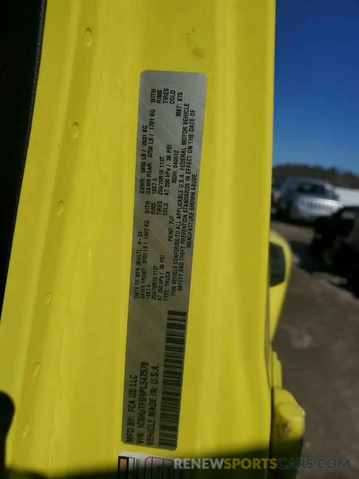 12 fotografías del automóvil dañado 1C6HJTFG9PL547578 JEEP GLADIATOR 2023