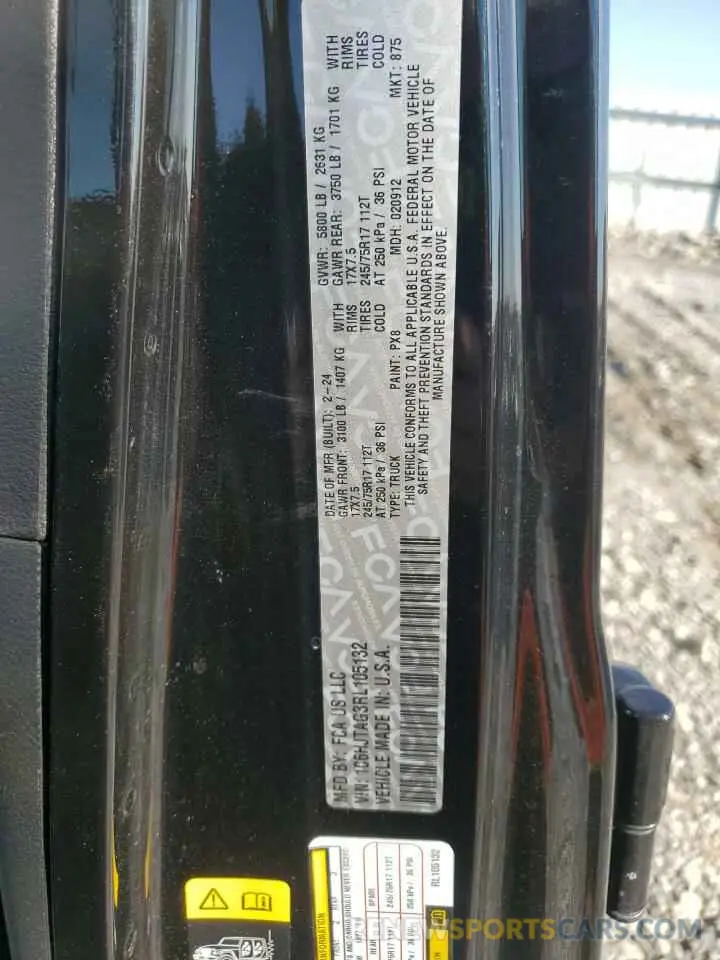14 fotografías del automóvil dañado 1C6HJTAG3RL105132 JEEP GLADIATOR 2024