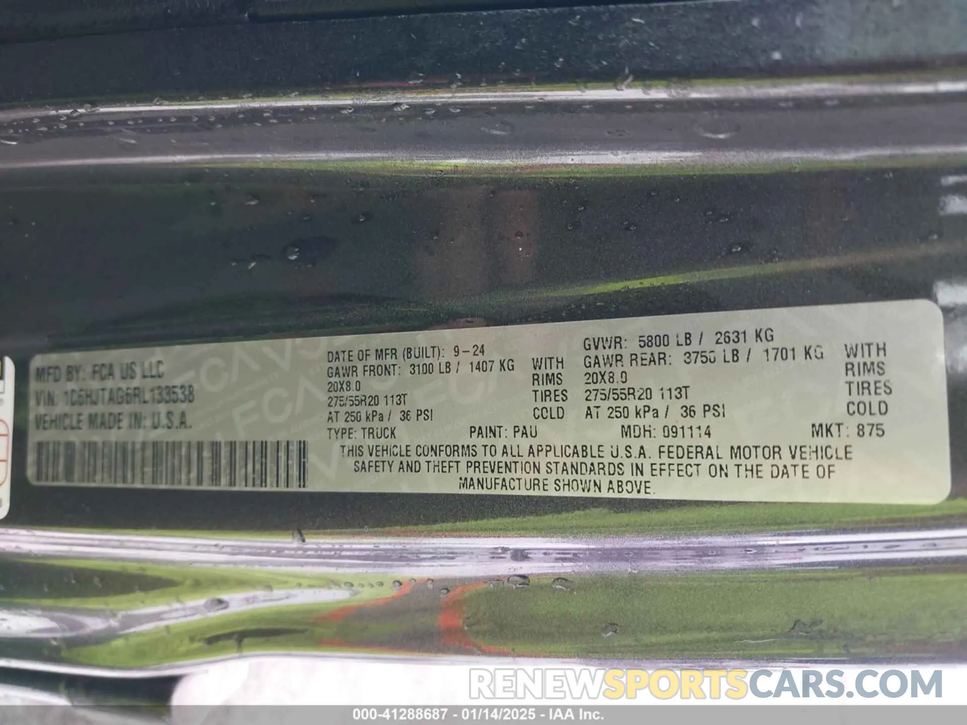 9 fotografías del automóvil dañado 1C6HJTAG6RL133538 JEEP GLADIATOR 2024