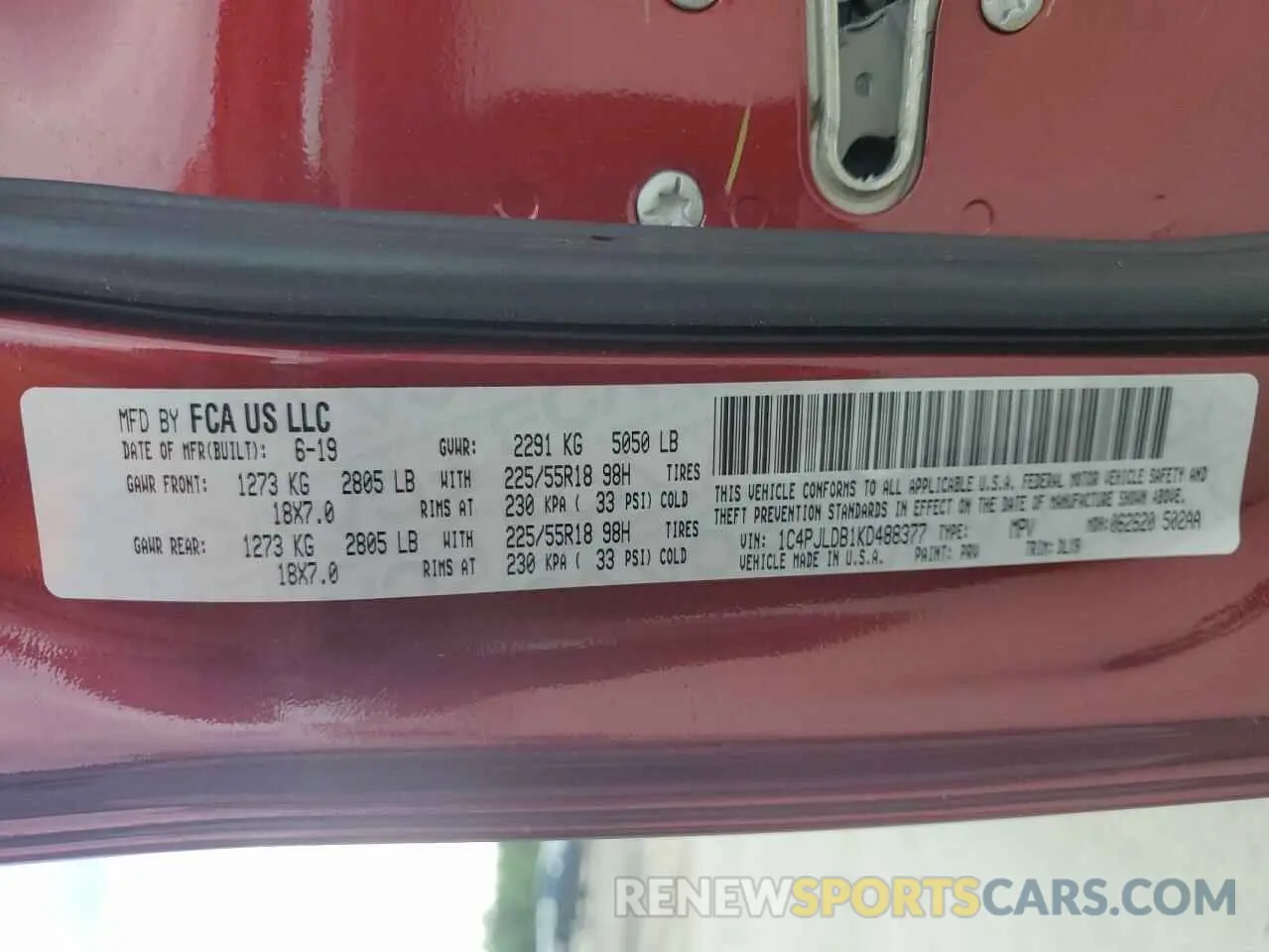 13 fotografías del automóvil dañado 1C4PJLDB1KD488377 JEEP GRAND CHER 2019