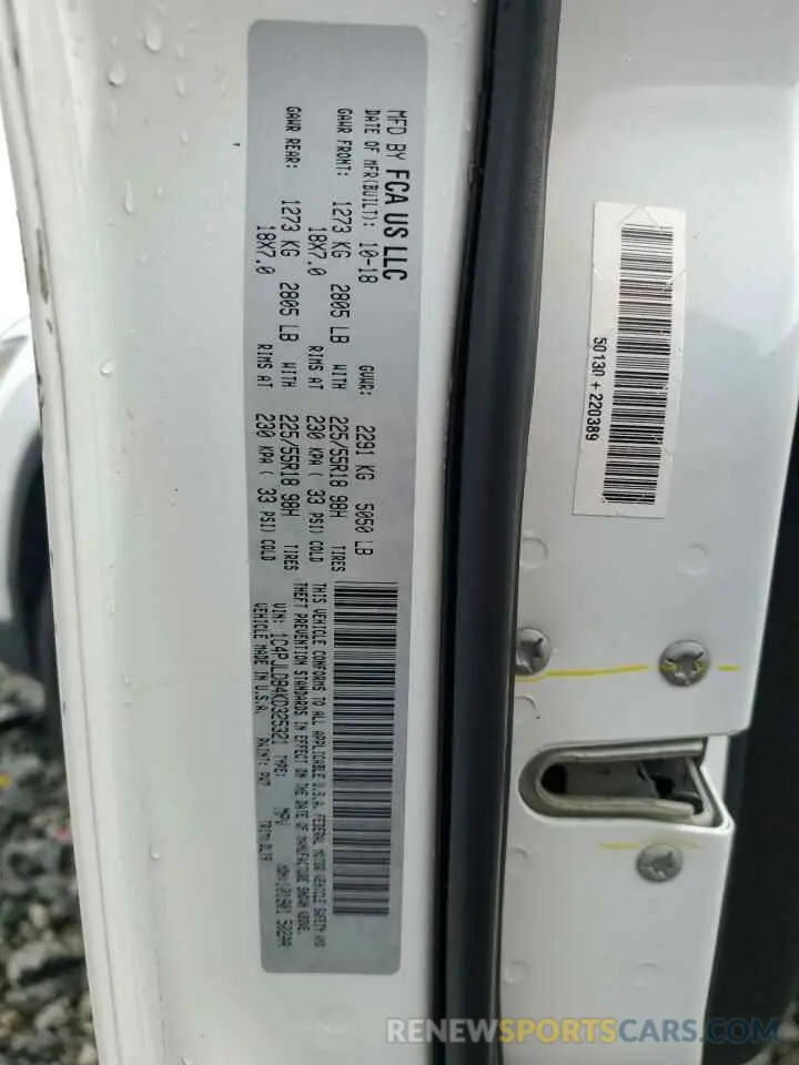 13 fotografías del automóvil dañado 1C4PJLDB4KD325321 JEEP GRAND CHER 2019