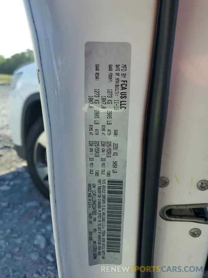 13 fotografías del automóvil dañado 1C4PJLDB4KD347822 JEEP GRAND CHER 2019