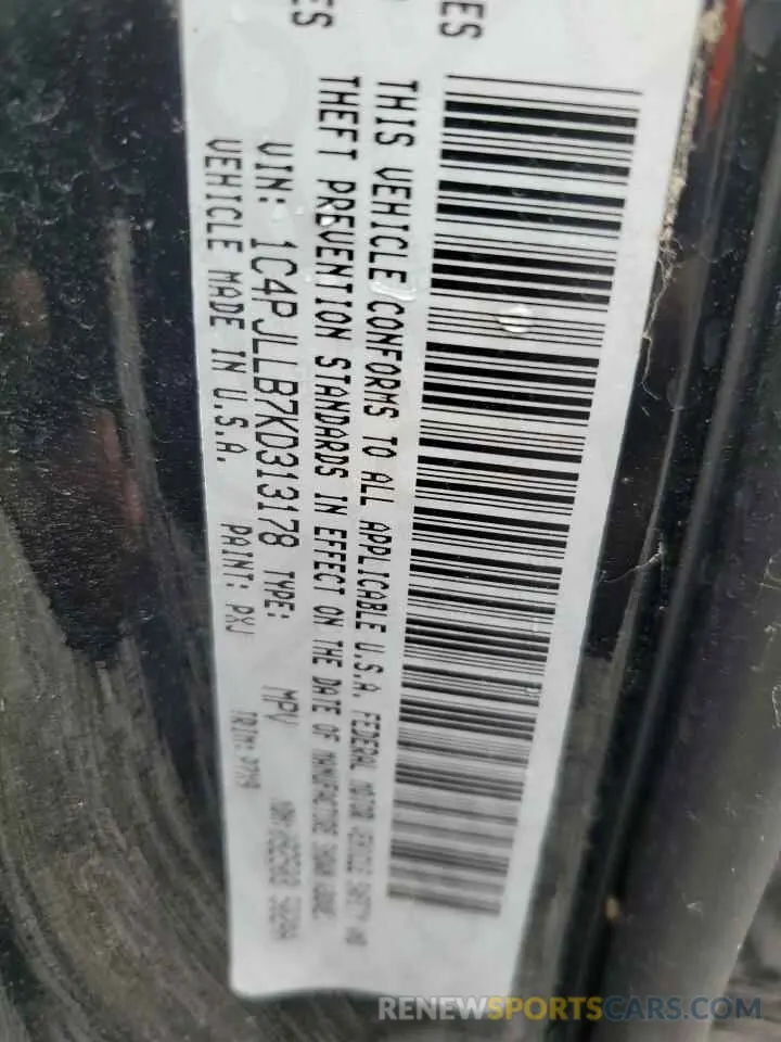 13 fotografías del automóvil dañado 1C4PJLLB7KD313178 JEEP GRAND CHER 2019