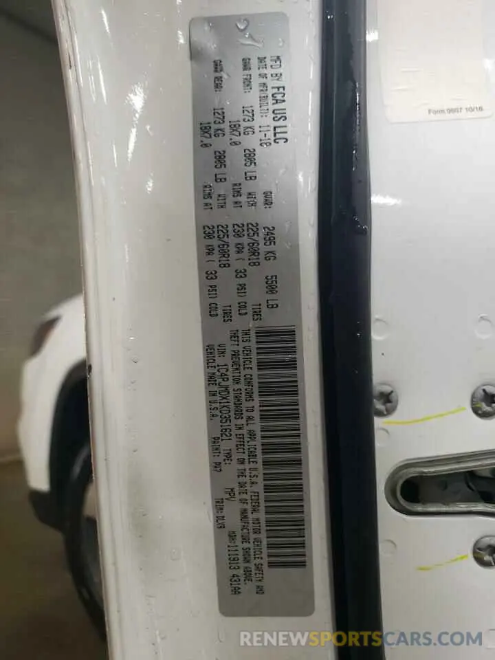 12 fotografías del automóvil dañado 1C4PJMDX1KD351621 JEEP GRAND CHER 2019