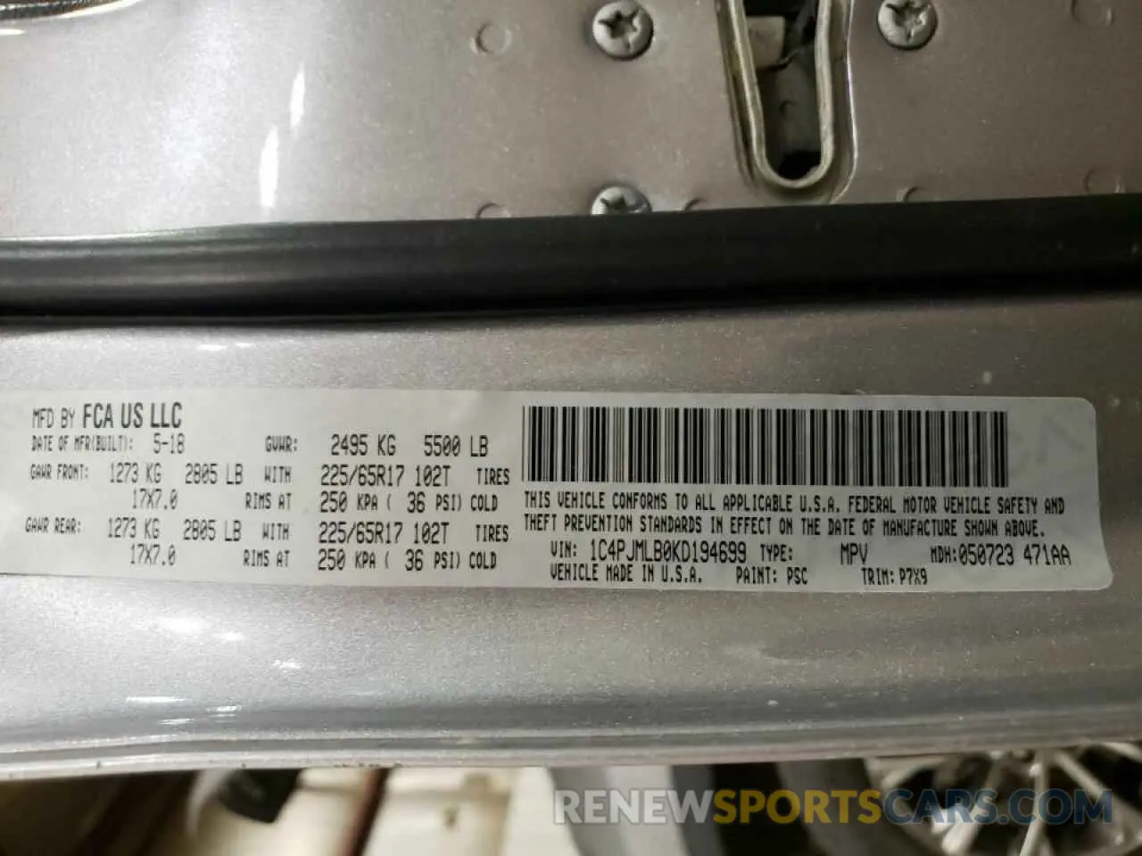 13 fotografías del automóvil dañado 1C4PJMLB0KD194699 JEEP GRAND CHER 2019
