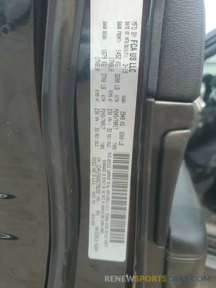 14 fotografías del automóvil dañado 1C4RJFAG0KC736232 JEEP GRAND CHER 2019
