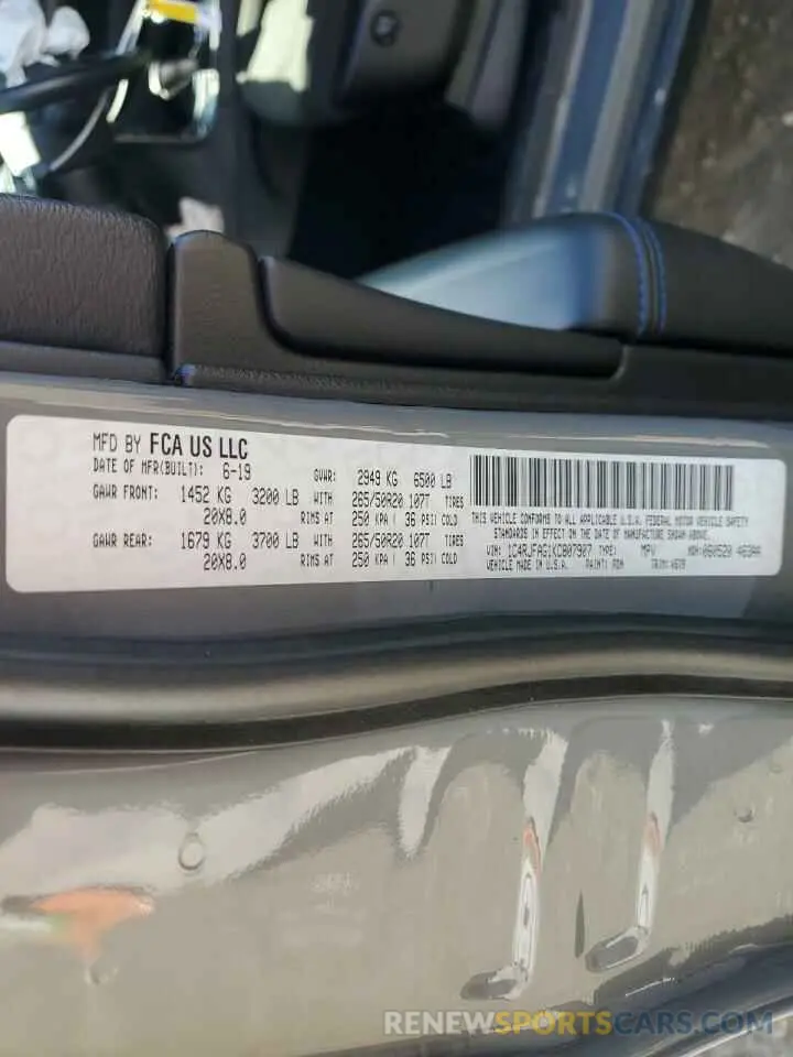 12 fotografías del automóvil dañado 1C4RJFAG1KC807907 JEEP GRAND CHER 2019