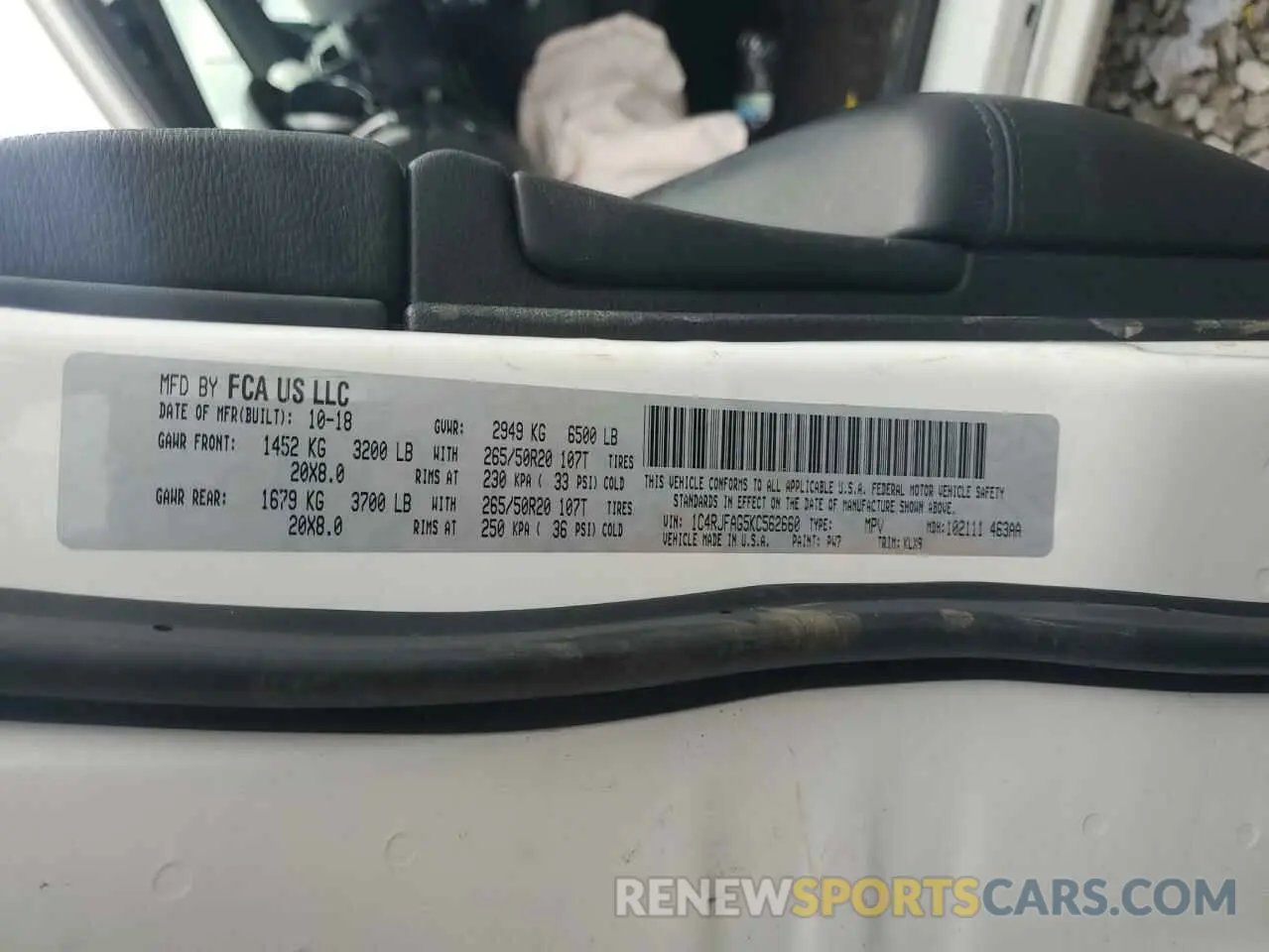13 fotografías del automóvil dañado 1C4RJFAG5KC562660 JEEP GRAND CHER 2019