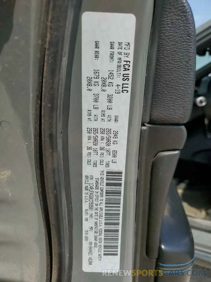 13 fotografías del automóvil dañado 1C4RJFAG6KC759501 JEEP GRAND CHER 2019
