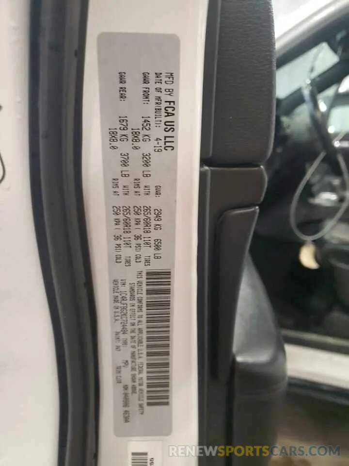 13 fotografías del automóvil dañado 1C4RJFBG2KC724484 JEEP GRAND CHER 2019