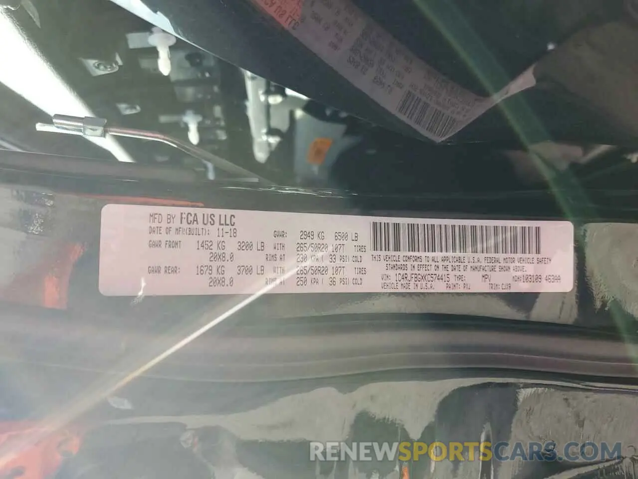 13 fotografías del automóvil dañado 1C4RJFBGXKC574415 JEEP GRAND CHER 2019